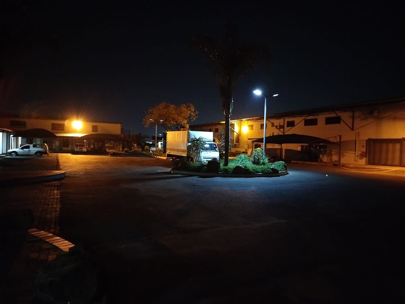 Estate entrance patrolled at night